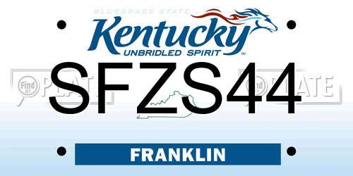 SFZS44 Kentucky License Plate