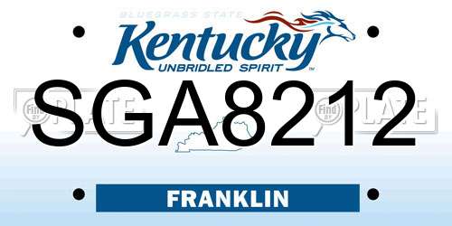 SGA8212 Kentucky License Plate