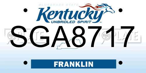 SGA8717 Kentucky License Plate