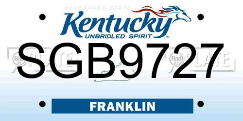 SGB9727 Kentucky License Plate