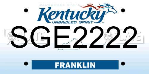 SGE2222 Kentucky License Plate