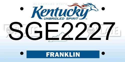 SGE2227 Kentucky License Plate