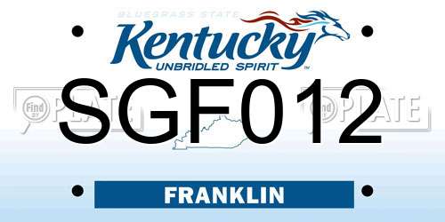 SGF012 Kentucky License Plate