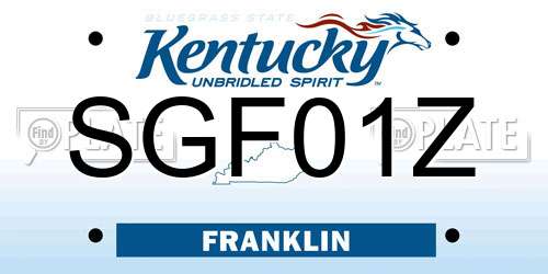 SGF01Z Kentucky License Plate
