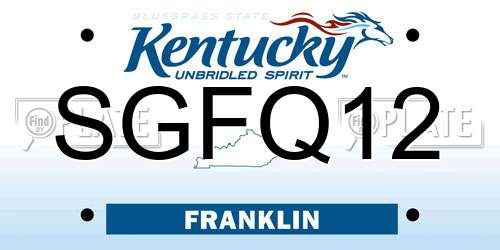 SGFQ12 Kentucky License Plate