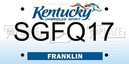 SGFQ17 Kentucky License Plate