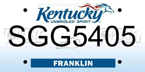 SGG5405 Kentucky License Plate