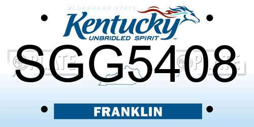 SGG5408 Kentucky License Plate