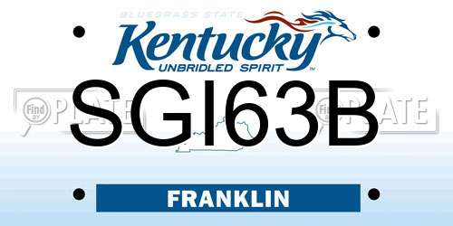SGI63B Kentucky License Plate