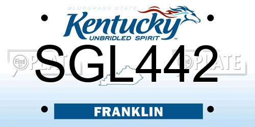 SGL442 Kentucky License Plate