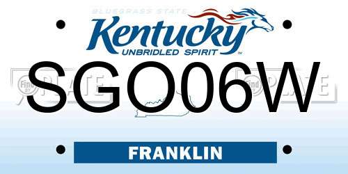 SGO06W Kentucky License Plate