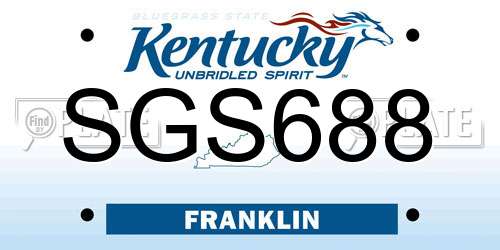SGS688 Kentucky License Plate