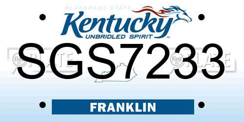 SGS7233 Kentucky License Plate