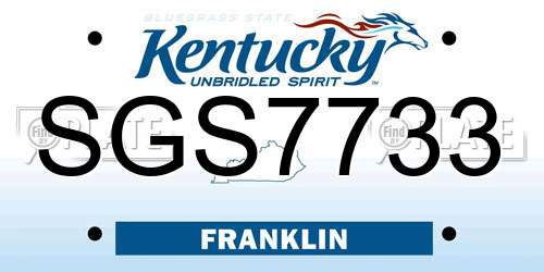 SGS7733 Kentucky License Plate