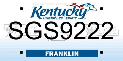 SGS9222 Kentucky License Plate