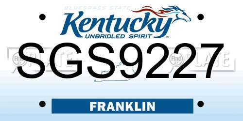 SGS9227 Kentucky License Plate