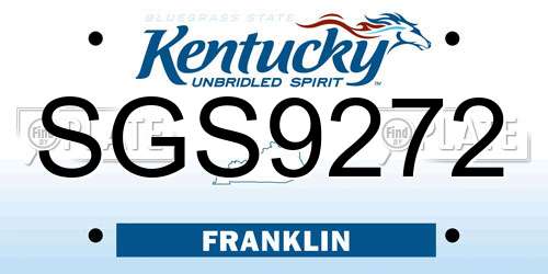 SGS9272 Kentucky License Plate
