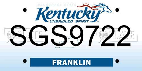 SGS9722 Kentucky License Plate