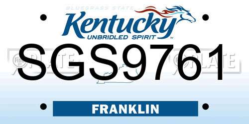 SGS9761 Kentucky License Plate