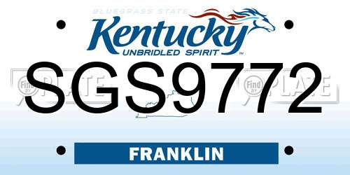 SGS9772 Kentucky License Plate