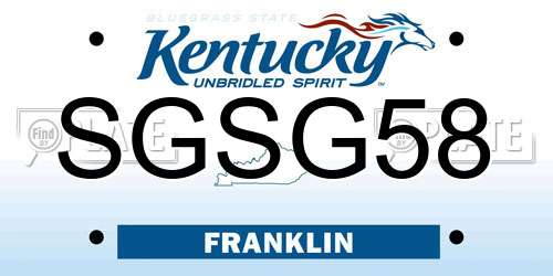 SGSG58 Kentucky License Plate