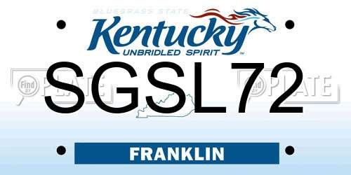 SGSL72 Kentucky License Plate