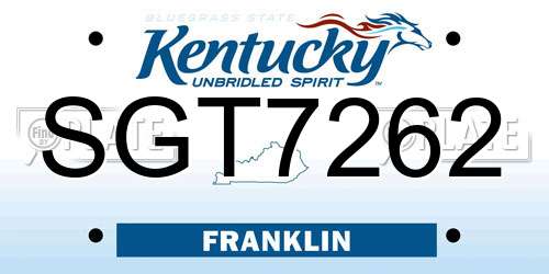 SGT7262 Kentucky License Plate