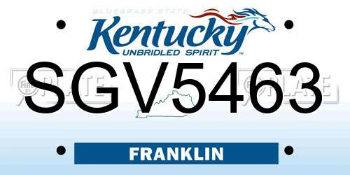 SGV5463 Kentucky License Plate