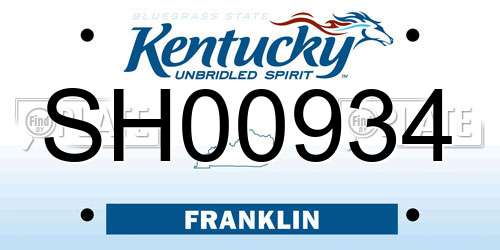 SH00934 Kentucky License Plate