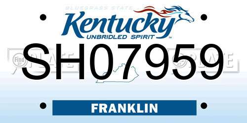 SH07959 Kentucky License Plate