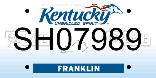 SH07989 Kentucky License Plate