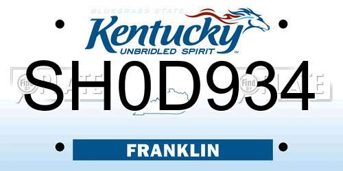 SH0D934 Kentucky License Plate