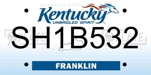 SH1B532 Kentucky License Plate