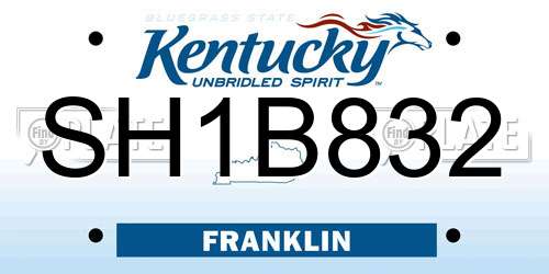 SH1B832 Kentucky License Plate
