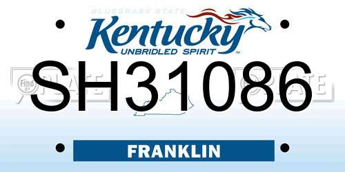 SH31086 Kentucky License Plate