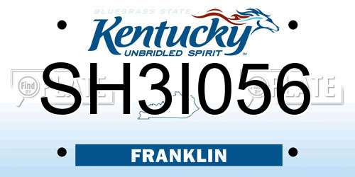 SH3I056 Kentucky License Plate
