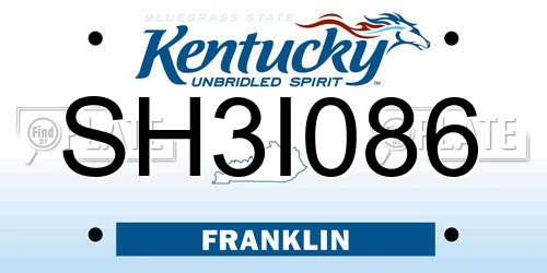 SH3I086 Kentucky License Plate