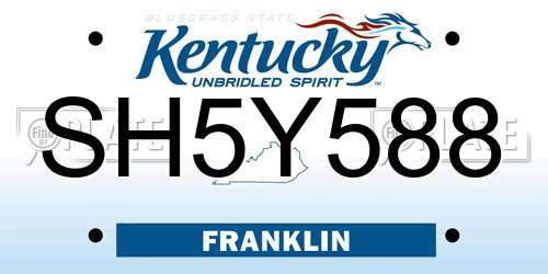 SH5Y588 Kentucky License Plate