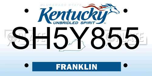 SH5Y855 Kentucky License Plate