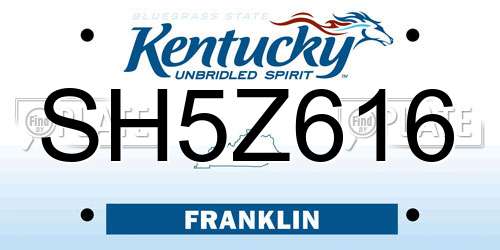 SH5Z616 Kentucky License Plate
