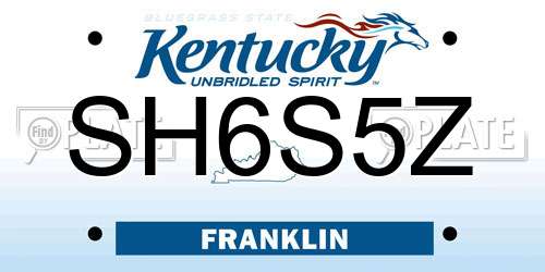 SH6S5Z Kentucky License Plate