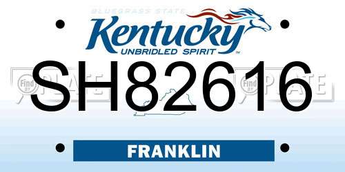 SH82616 Kentucky License Plate