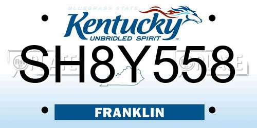 SH8Y558 Kentucky License Plate