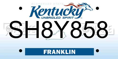 SH8Y858 Kentucky License Plate