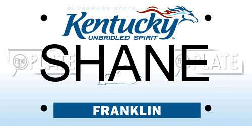 SHANE Kentucky License Plate