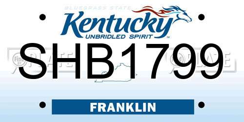 SHB1799 Kentucky License Plate