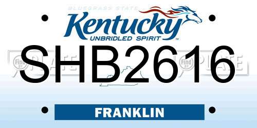SHB2616 Kentucky License Plate