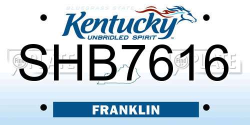SHB7616 Kentucky License Plate