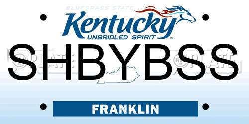 SHBYBSS Kentucky License Plate