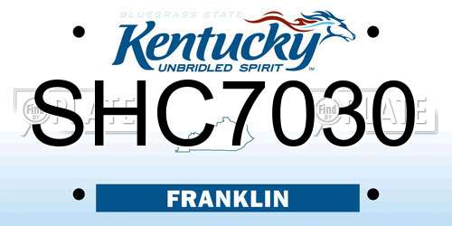 SHC7030 Kentucky License Plate